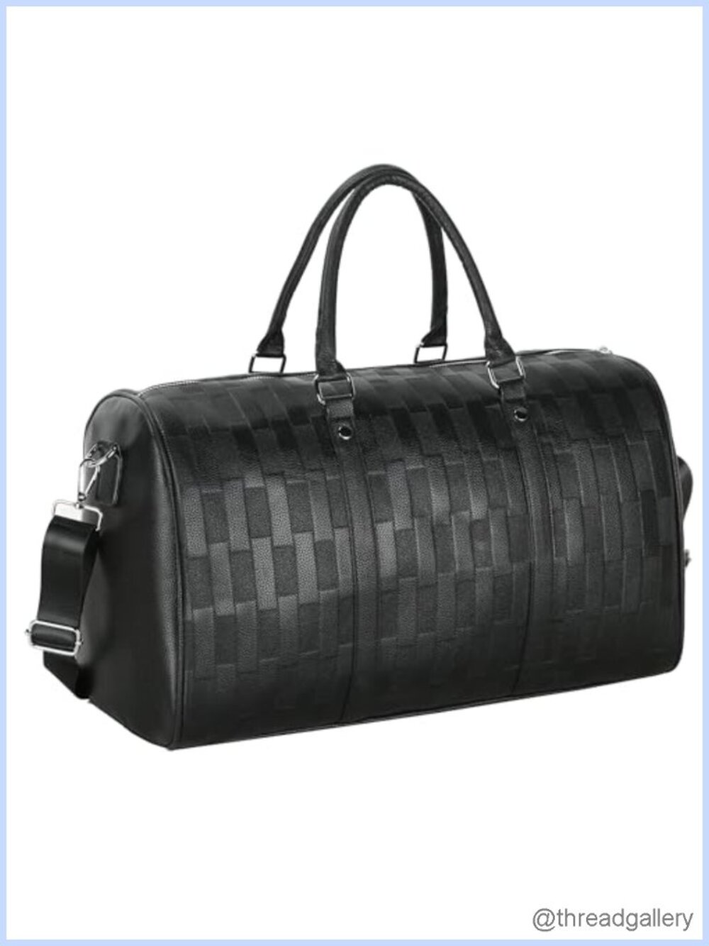 Vegan Leather Duffel Bag Large Overnight Travel Carry-On with Shoulder Strap